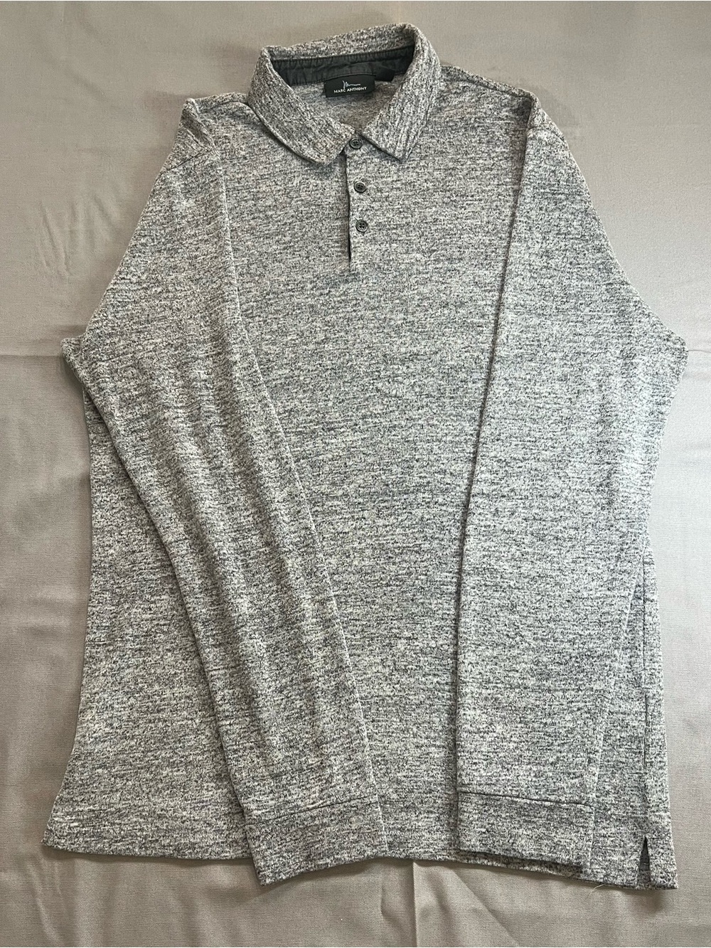 Marc Anthony Gray Heather Long-Sleeve Polo
